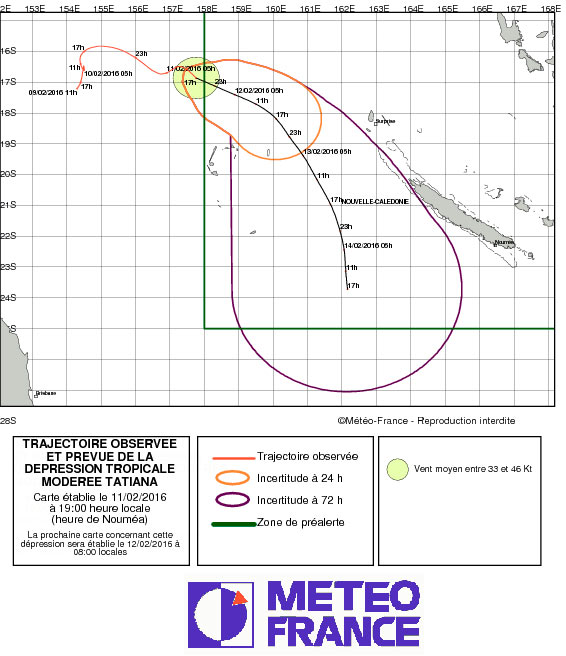 Карта с сайта Météo Nouvelle-Calédonie