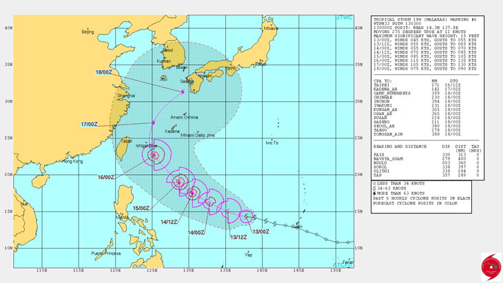 Карта с сайта JTWC